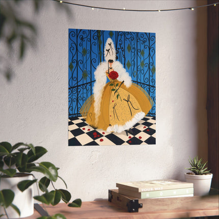 🎭🌹 The Lady Of The Masquerade Rose Matte Vertical Poster – Art Deco Fashion Whimsy