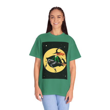 A Witch’s Moonlit Flight Unisex Garment-Dyed T-shirt