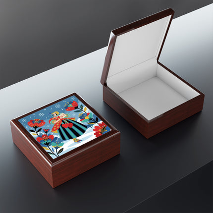 ❤️❄️ The Winter Heart Messenger Jewelry Box – Art Deco Snow Garden Fantasy
