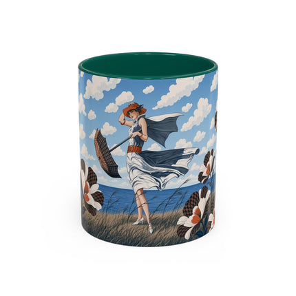 🌊🌼 The Windswept Seaside Promenade Colorful Mug – Art Deco Coastal Elegance
