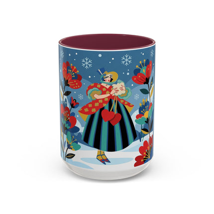 ❤️❄️ The Winter Heart Messenger Colorful Mug – Art Deco Snow Garden Fantasy