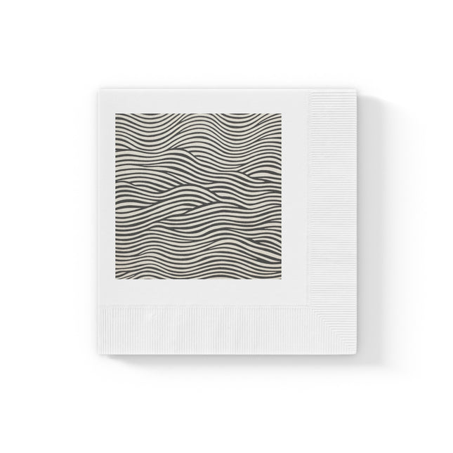 Wave Pattern on White Coined Napkins