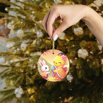 Whimsical Springtime Exchange Glass Ornament