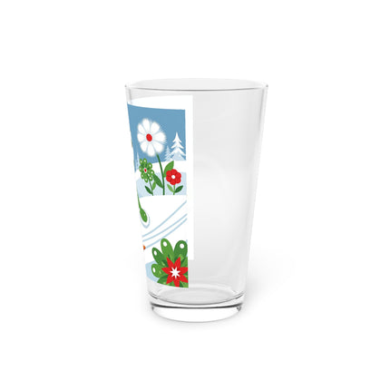🎿❄️ The Winter Garden Skier Pint Glass – Whimsical Holiday Fantasy