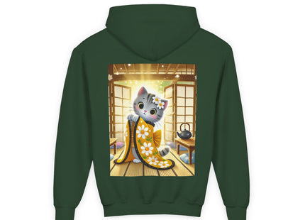 Playful Kitten in the Tea Room Youth Heavy Blend Hooded Sweatshirt