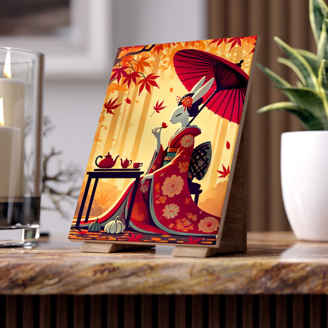 Theatrical Harvest Rabbit Ceramic Tile