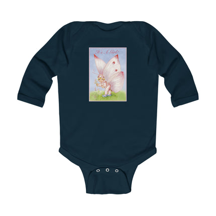 It’s A Girl! Long Sleeve Baby Bodysuit – Whimsical Wings & Cozy Celebration