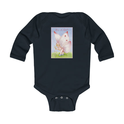 It’s A Girl! Long Sleeve Baby Bodysuit – Whimsical Wings & Cozy Celebration