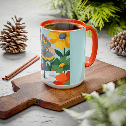 ❄️🌼 The Winter Flower Wanderer Colorful Mug – Colorful Art Deco Snow Fantasy