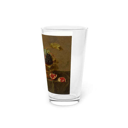 Basket of Grapes and a Pomegranate on a Table Glass, 16oz