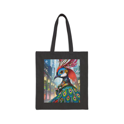 Techno Plumes Cotton Canvas Tote Bag