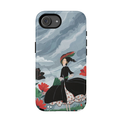 🌧️🌺 The Stormy Flower Walk Phone Case – Art Deco Floral Fashion
