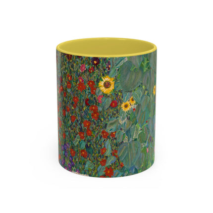 Farm Garden with Sunflowers by Gustav Klimt Colorful Mugs (11oz, 15oz)