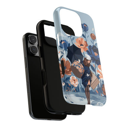 ☂️🌺 The Lady Of The Traveling Garden Phone Case – Art Deco Floral Adventure