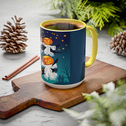 🐈‍⬛🎃 The Flying Black Cats Of Halloween Colorful Mug – Whimsical Storybook Charm