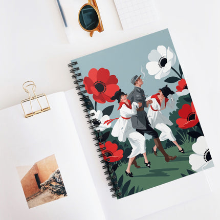 🌺💃 The Ladies Of The Scarlet Garden Spiral Notebook – Art Deco Floral Adventure