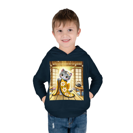 Playful Kitten in the Tea Room Toddler Pullover Fleece Hoodie