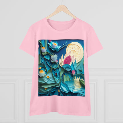 Ethereal Moonlit Lake Women's Midweight Cotton Tee