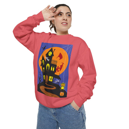 Halloween Night at the Haunted House Unisex Garment-Dyed Sweatshirt