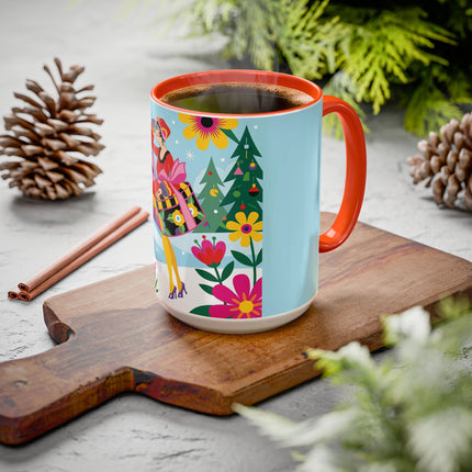 🌸🎄 Christmas In The Winter Garden Colorful Mug – Whimsical Holiday Fantasy