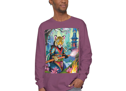 Cyberpunk Leopard Garment-dyed Long Sleeve T-Shirt