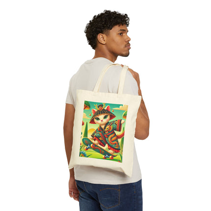 Dragon Dance on Wheels Cotton Canvas Tote Bag – Bold Adventure & Dynamic Grace
