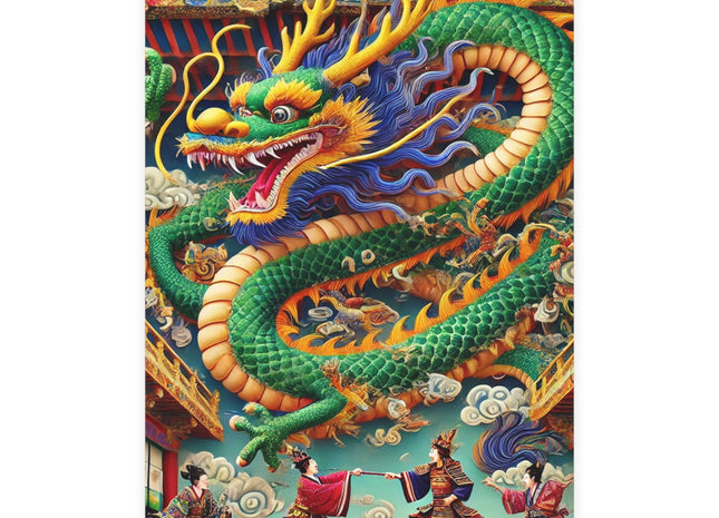 Tibetan Dragon Over Kabuki Duel Postcards (envelopes included) - Bundles of 10, 30, 50 Pieces