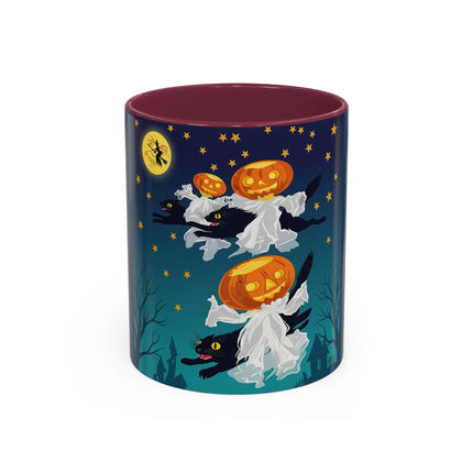 🐈‍⬛🎃 The Flying Black Cats Of Halloween Colorful Mug – Whimsical Storybook Charm