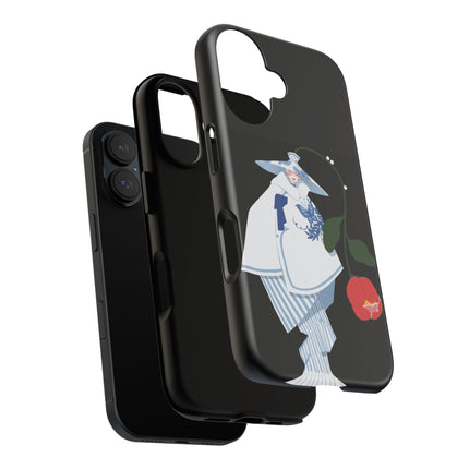 Blue & White Porcelain Geisha Phone Case – Elegant Mystery & Floral Grace
