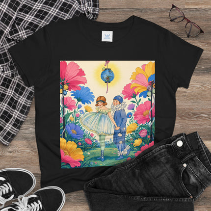 🌸🏮 The Lantern Garden Stroll Cotton Tee – Art Deco Floral Whimsy
