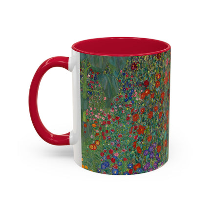 Farm Garden with Sunflowers by Gustav Klimt Colorful Mugs (11oz, 15oz)