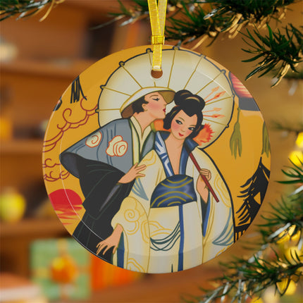 Golden Embrace Glass Ornament