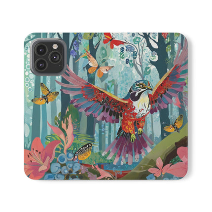 🦖🦋 Colorful Raptor Flip Case – Butterfly Wonder & Forest Adventure