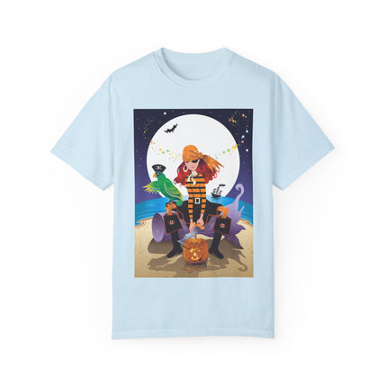 Moonlit Pirate Halloween Unisex Garment-Dyed T-shirt