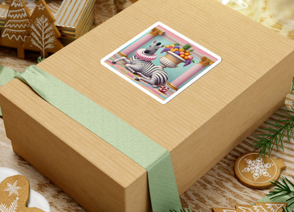 Zebra, Fruit, and Pink Columns Kiss-Cut Stickers (4 Stickers)