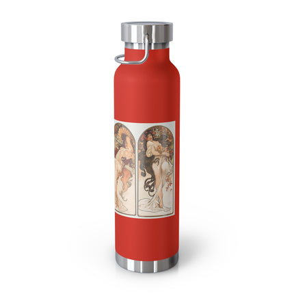 The Seasons by Alphonse Maria Mucha Copper Vacuum Insulated Bottle, 22oz