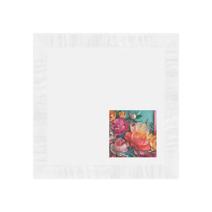 Peonies in Full Bloom White Coined Napkins