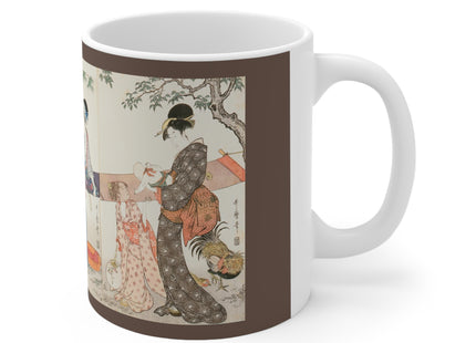 Drying and Stretching Cloth by Kitagawa Utamaro Ceramic Mug 11oz