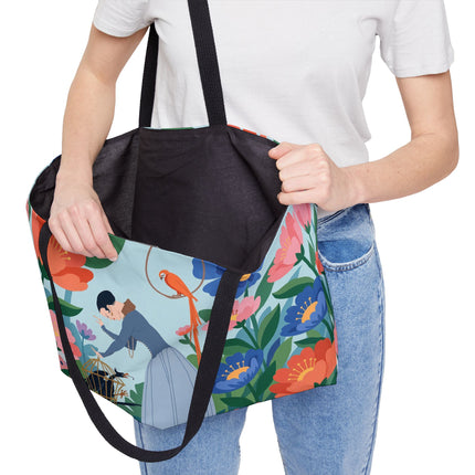 🦜🌺 The Lady Of The Garden Aviary Weekender Tote Bag – Art Deco Floral Whimsy