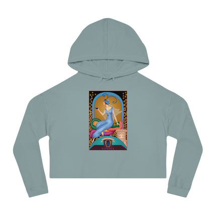 September & Sapphire (from the Gem Series) by Sofia Chiostri Women’s Cropped Hooded Sweatshirt