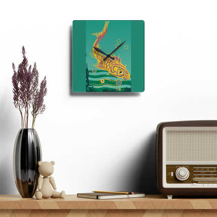 Golden Serenity Acrylic Wall Clock