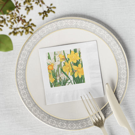 Daffodil by Tanigami Kônan White Coined Napkins