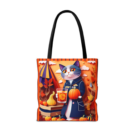 British Shorthair at an Autumn Market Tote Bag (AOP)