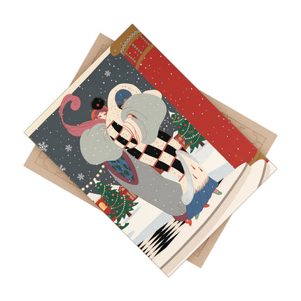 ❄️🎄 The Winter Couture Promenade Ceramic Tile – Art Deco Christmas Elegance
