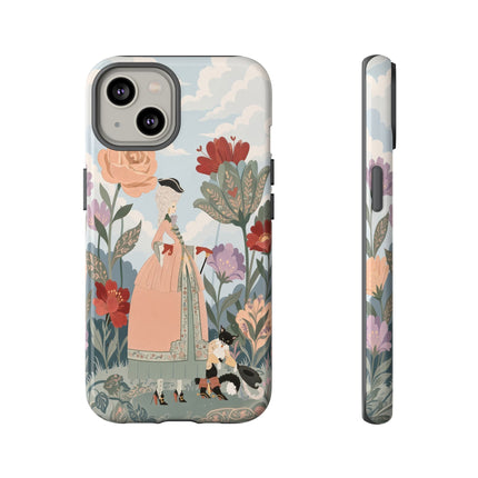 🌹🐈 The Lady And Puss In Boots Phone Case – Art Deco Floral Whimsy