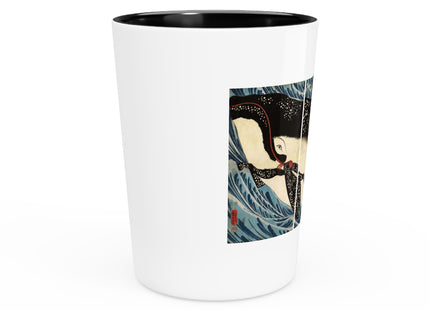 Miyamoto no Musashi Attacking the Giant Whale by Utagawa Kuniyoshi Ceramic Shot Glass