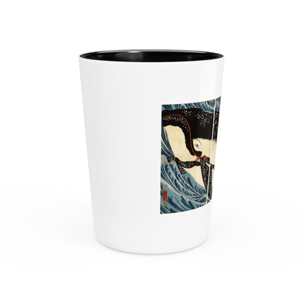 Miyamoto no Musashi Attacking the Giant Whale by Utagawa Kuniyoshi Ceramic Shot Glass