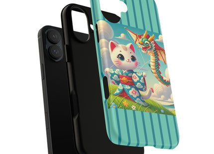 Geisha Kitten and the Dragon Kite Phone Cases