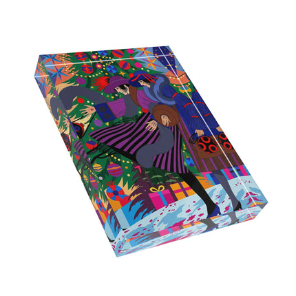 🎄✨ Christmas Among The Twinkling Trees Acrylic Art Block – Art Deco Holiday Fantasy