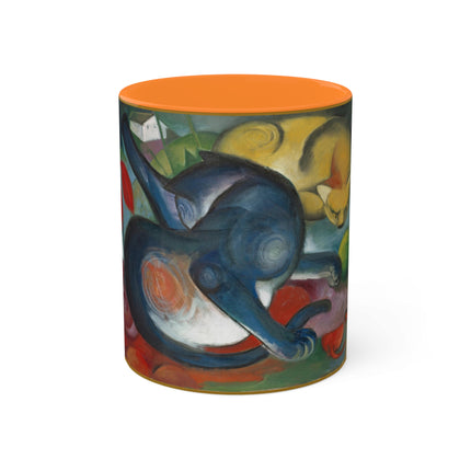 Two Cats, Blue and Yellow by Franz Marc Colorful Mugs, 11oz